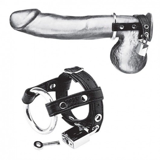 Утяжка на пенис на замочке Duo Cock And Ball Lock - BlueLine - купить с доставкой в Нижнем Тагиле
