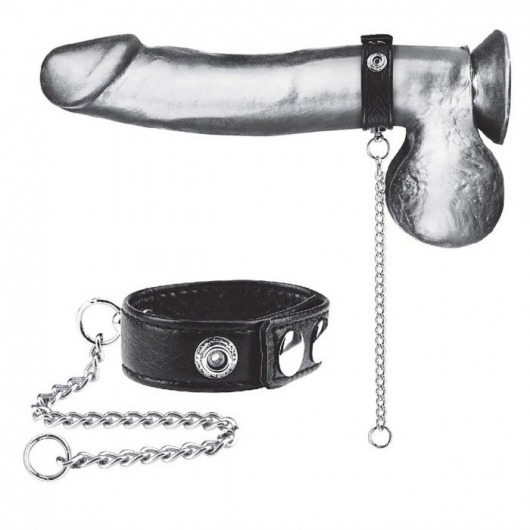 Утяжка на пенис с поводком Snap Cock Ring With 12  Leash - BlueLine - купить с доставкой в Нижнем Тагиле