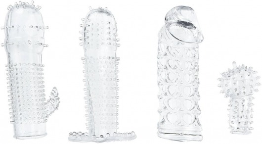 Набор из 4 насадок на член Pleasured Penis Enhancement Sleeve 4 Pack - XR Brands - в Нижнем Тагиле купить с доставкой