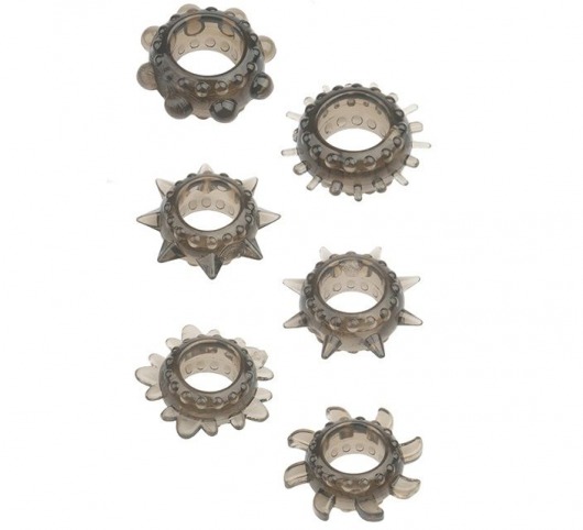 Набор из 6 дымчатых эрекционных колец MENZSTUFF 6PC STRECHEABLE RING SET - Dream Toys - в Нижнем Тагиле купить с доставкой