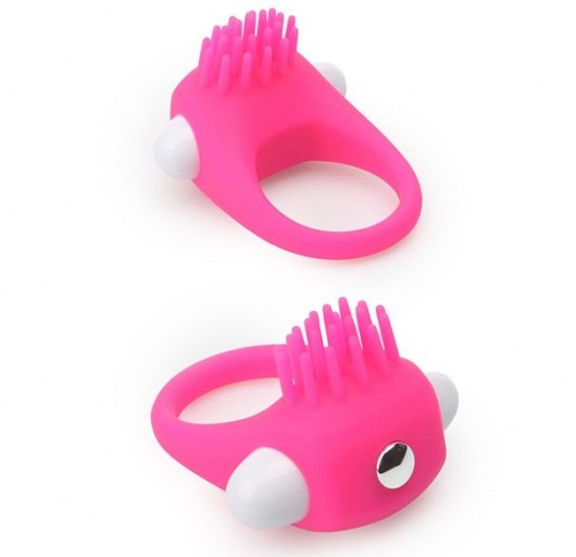 Розовое эрекционное кольцо с щеточкой LIT-UP SILICONE STIMU RING 5 - Dream Toys - в Нижнем Тагиле купить с доставкой