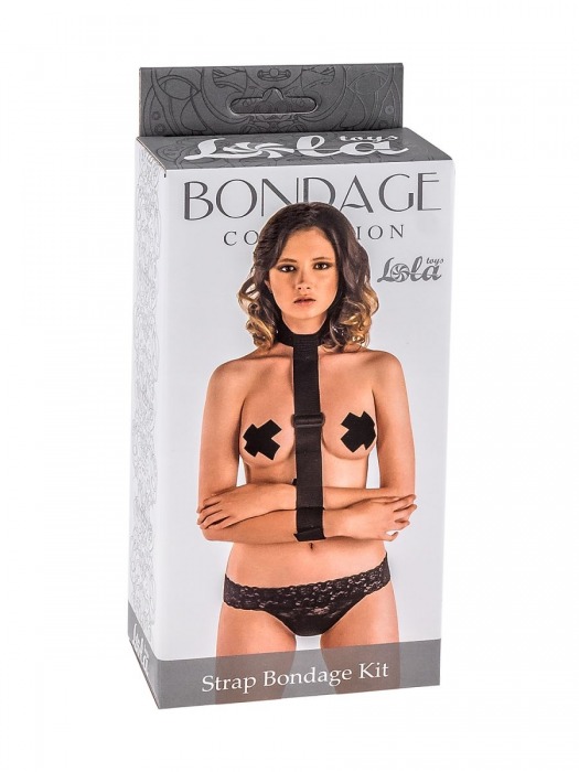 Ошейник с длинной лентой и наручниками Strap Bondage Kit One Size - Lola Games - купить с доставкой в Нижнем Тагиле