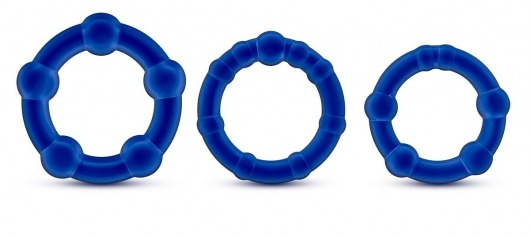 Набор из 3 синих эрекционных колец Stay Hard Beaded Cockrings - Blush Novelties - в Нижнем Тагиле купить с доставкой
