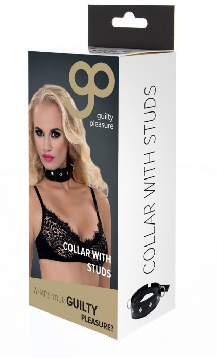 Полиуретановый ошейник с пуклями и D-кольцами Collar with Studs - Blush Novelties - купить с доставкой в Нижнем Тагиле