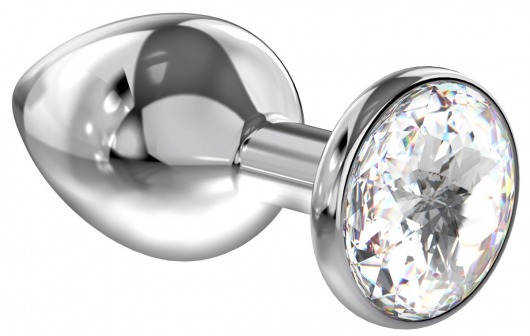 Большая серебристая анальная пробка Diamond Clear Sparkle Large с прозрачным кристаллом - 8 см. - Lola Games - купить с доставкой в Нижнем Тагиле
