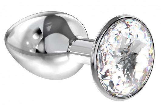 Малая серебристая анальная пробка Diamond Clear Sparkle Small с прозрачным кристаллом - 7 см. - Lola Games - купить с доставкой в Нижнем Тагиле