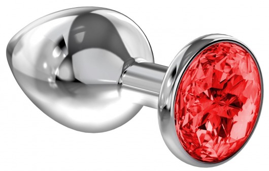 Большая серебристая анальная пробка Diamond Red Sparkle Large с красным кристаллом - 8 см. - Lola Games - купить с доставкой в Нижнем Тагиле