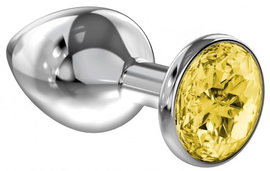 Большая серебристая анальная пробка Diamond Yellow Sparkle Large с жёлтым кристаллом - 8 см. - Lola Games - купить с доставкой в Нижнем Тагиле