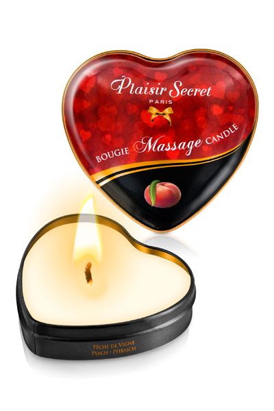 Массажная свеча с ароматом персика Bougie Massage Candle - 35 мл. - Plaisir Secret - купить с доставкой в Нижнем Тагиле