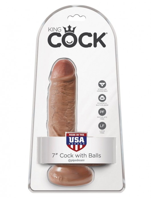 Фаллоимитатор-мулат с мошонкой 7  Cock with Balls - 19,4 см. - Pipedream