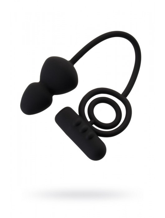 Чёрное эрекционное кольцо с вибростимулятором и анальным хвостом - Erotist Adult Toys - в Нижнем Тагиле купить с доставкой