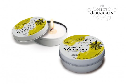 Массажная свеча Petits Joujoux Waikiki Beach с ароматом кокоса и ананаса - 33 гр. - MyStim - купить с доставкой в Нижнем Тагиле