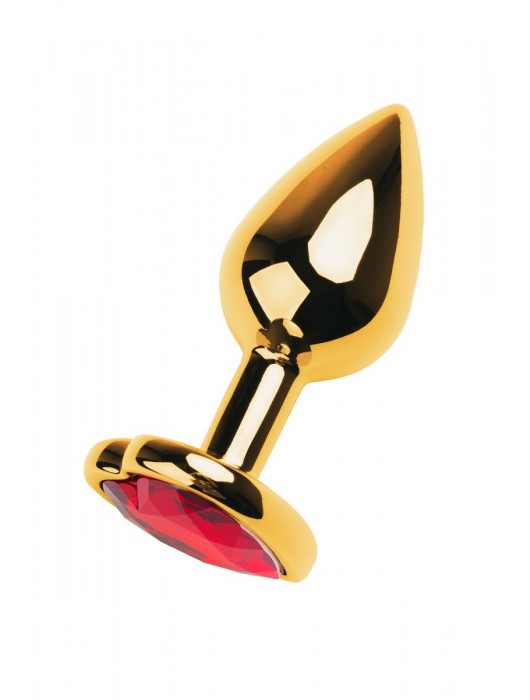 Золотистая анальная пробка с кристаллом-сердцем - 7,5 см. - ToyFa - купить с доставкой в Нижнем Тагиле