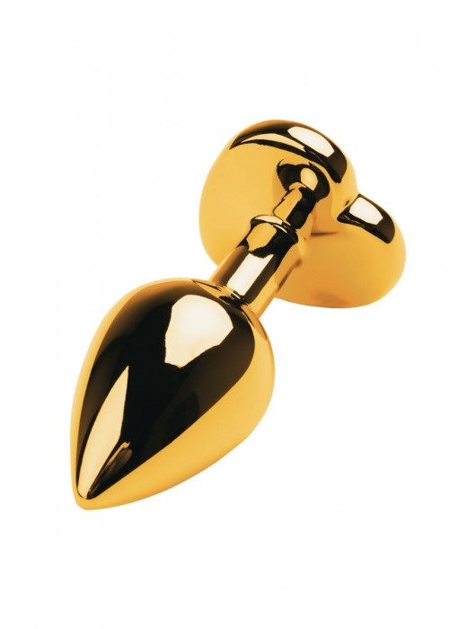 Золотистая анальная пробка с кристаллом-сердцем - 7,5 см. - ToyFa - купить с доставкой в Нижнем Тагиле