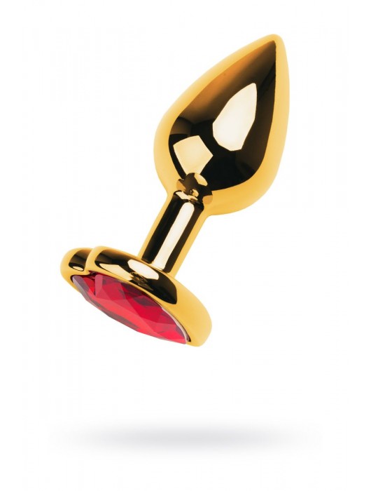 Золотистая анальная пробка с кристаллом-сердцем - 7,5 см. - ToyFa - купить с доставкой в Нижнем Тагиле