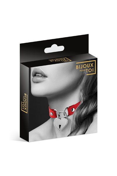 Красный чокер с замком в форме сердца - Bijoux Pour Toi - купить с доставкой в Нижнем Тагиле