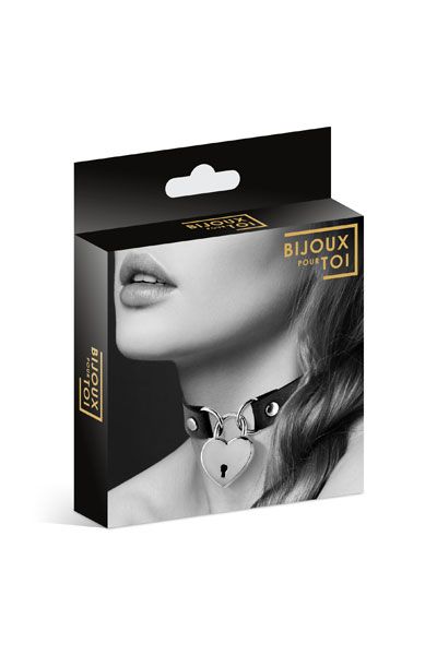 Черный чокер с замком в форме сердца - Bijoux Pour Toi - купить с доставкой в Нижнем Тагиле