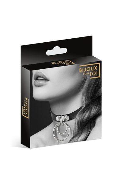 Черный чокер с двумя кольцами - Bijoux Pour Toi - купить с доставкой в Нижнем Тагиле