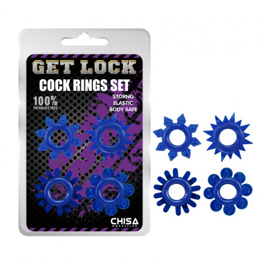 Набор из 4 синих колец Get Lock - Chisa - в Нижнем Тагиле купить с доставкой