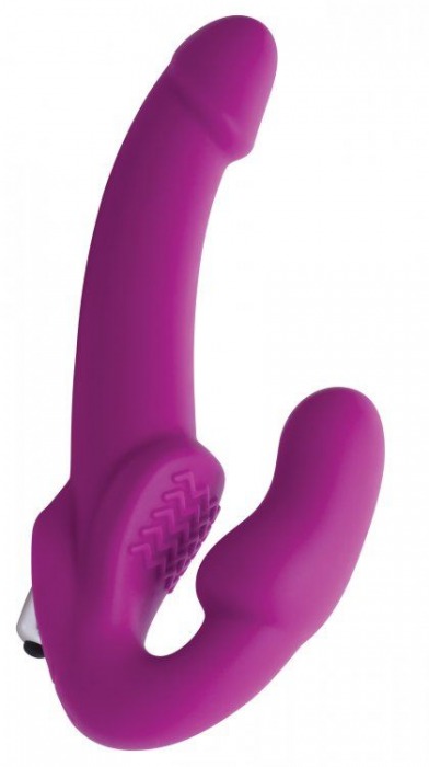 Ярко-розовый безремневой вибрострапон Evoke Vibrating Strapless Silicone Strap-on Dildo - XR Brands - купить с доставкой в Нижнем Тагиле