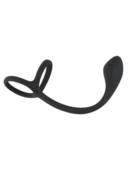 Эрекционное кольцо с утяжкой на мошонку и анальным плаг Black Velvets - Orion - в Нижнем Тагиле купить с доставкой