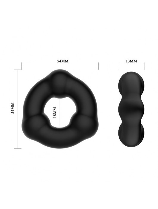 Черное эрекционное кольцо с 3 шариками - Baile - в Нижнем Тагиле купить с доставкой