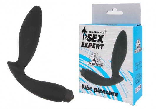Чёрный вибростимулятор простаты Sex Expert Vibe Pleasure - Sex Expert - в Нижнем Тагиле купить с доставкой
